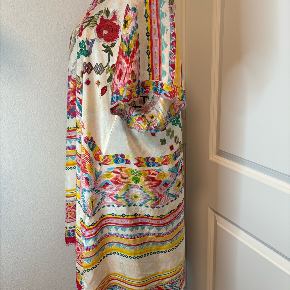 Johnny Was Tulum Silk Floral Tunic, Large Fit - Picture 3 of 7
